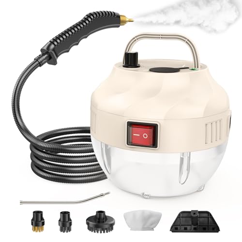 Dampfreiniger, Aufheizzeit 15 Sekunden, 1L Wassertank, 1500 W Leistung, 6 Geschwindigkeitsstufen einstellbar, tragbarer Dampfreiniger,Steam Cleaner für Boden, Küche, Fenstern,Badezimmern, Autos