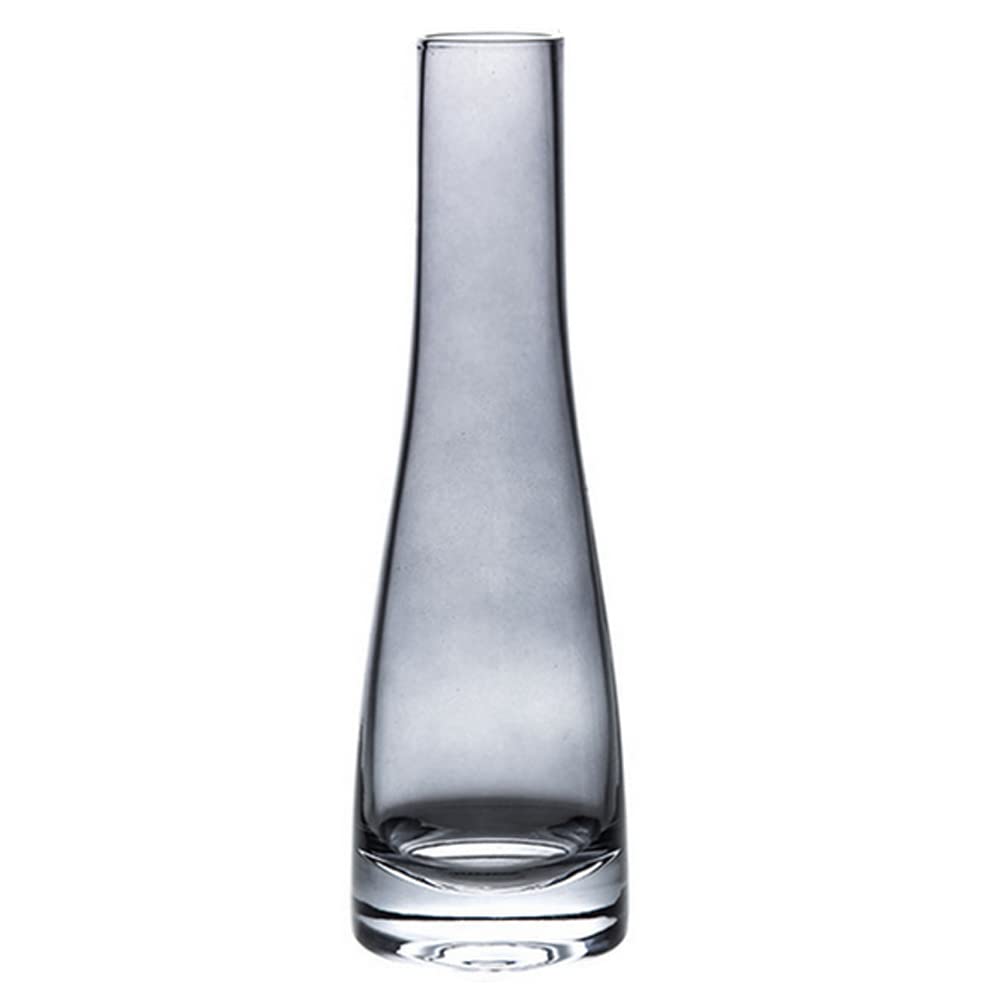 Hand-Made Blown Art Bud Glass Vase Clear Flower Bud Vase Single Stem Vases Decorative Glass Vase Bottles Centerpiece for Wedding Party Home and Office Décor(Grey), M (WTTC97768)