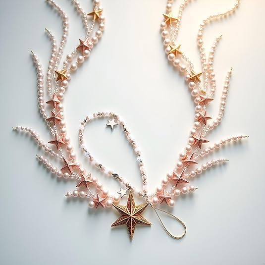 Coffee Color Five-Pointed Star Pendant Beaded Strap, Cute Mobile Phone Strap Detachable Lanyard, Decor and Cell Phone Charms, Car Keychain
