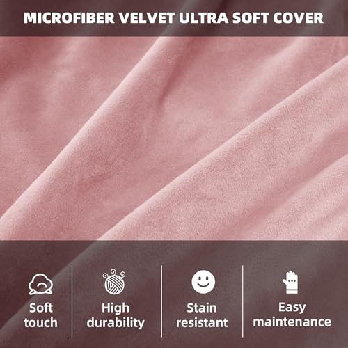 HABUTWAY Bean Bag Chair 3Ft Luxurious Velvet Ultra Soft Fur with High Rebound Memory Foam Bean Bag Chairs for Adults Plush Lazy Sofa with Fluffy Sponge 3' (Pink)