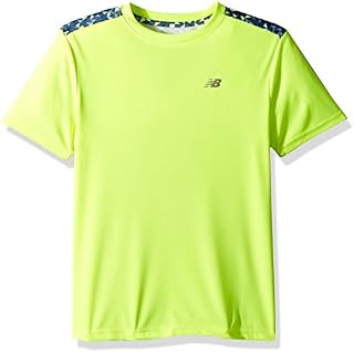 New Balance Boys' Little Short Sleeve Performance Tee, hi lite/Mind Motion, 6