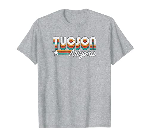 TUCSON AZ Diseño retro en colores arcoíris Camiseta
