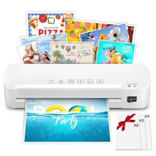 Plastificadora A4 4 en 1 NAHKZNY Máquina Laminadora con 15 Bolsas Plastificación para A4/A5/A6, Laminadora Térmica Caliente y Fría ABS Calentamiento Rápido Ideal para Oficina, Escuela y Hogar