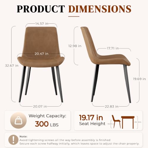 Image of Modern Dining Chairs Set of 8, PU Leather Dining Room Chairs, Upholstered Kitchen Chairs with Ergonomic Backrest & Sturdy Metal Legs, Perfect for Dining Room, Living Room, Brown