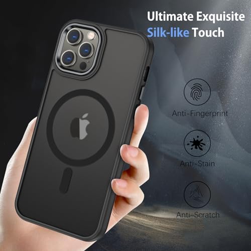 DUEDUE for iPhone 12 Case iPhone 12 pro Case Compatible with MagSafe Magnetic Case Slim Cover Protective Shockproof Translucent Matte Phone Cases for iPhone 12/12 pro 6.1 Inch 2020 Black by DUEDUE - Used condition - CA$8.87