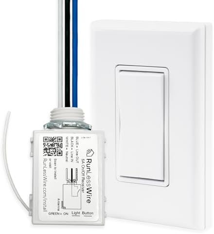 RunLessWire Single Battery-Free Wireless Light Switch Kit - White