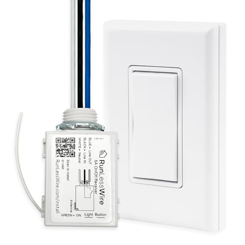 Image of RunLessWire Single Battery-Free Wireless Light Switch Kit - White