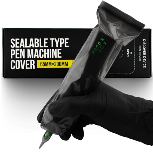 Sealable Tattoo Pen Covers Large Gun Covers 2.5x 7.8 200pcs Tattoo Machine Covers Tattoo Machine Wrap for Tattoo Artists - Pro Supplies Accessories Black(2.5inchX7.8inch)