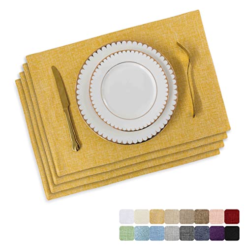Home Brilliant Yellow Cloth Placemats Reusable Dinner Mats, Dinner Decorations Washable Heat Resistant Dining Table Mats
