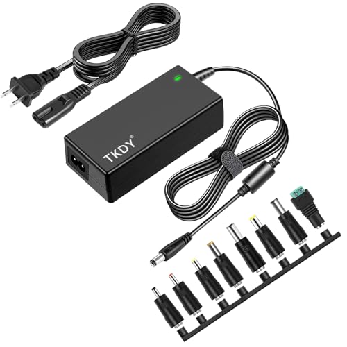 Image of TKDY 24V 2.5A Power Supply Adapter, AC 100-240V to DC 24 Volt Power Cord, fit for LED Light Strip Speaker Soundbar Printer and More, 24 Volt 2.5 Amp Converter with 5.5x2.5mm DC Port and 8 Tips.