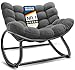 KESSER® Schaukelstuhl XXL Outdoor, ergonomischer Schaukelsessel mit Sitzpolster für In- & Outdoor, Relaxsessel Garten, Balkon Sessel, wetterfester Gartenstuhl bequem, rutschfest, bis 150kg, Anthrazit