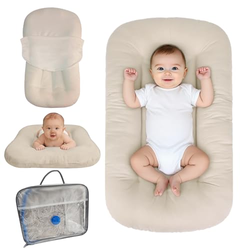 Image of Baby Lounger for Infants Babies 0-24 Months, Bionic Organic Lounger, Soft Cotton Breathable Infant Floor Seats & Loungers for Newborn Baby Shower Gifts (Livid)