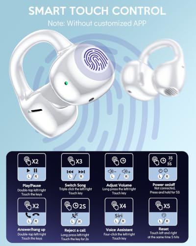 Image of Clip On Earbuds, Open Ear Earbuds Bluetooth 6.0, Sport Clip Headphones | Wireless Headphones With Smart Digital LED Display, ENC Clear Calls, IPX5, 40H Playtime for Driving Running Workout Cycling