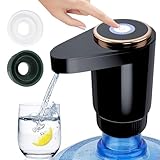 EasySpeed Dispensador de Agua de Doble Velocidad | Recargable 1200mAh Bomba de Grifo para Botellas con 2 Adaptadores | Compatible con Garrafas de 3 a 20 litros | para Camping, Negro