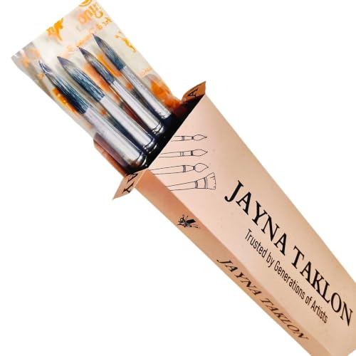 Image of Round Short Hair Paint Brush Set | Sharp Pointed Detail Brushes for Acrylic, Oil & Fine Art Painting | Professional Artist Brush Set | Sizes 14, 16, 18, 20 | Set of 4