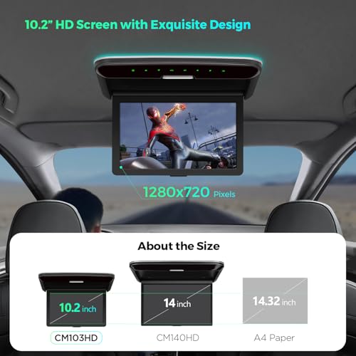 Reproductor de techo para coche IPS de 10.2" con entrada HDMI y puerto USB multimedia 4