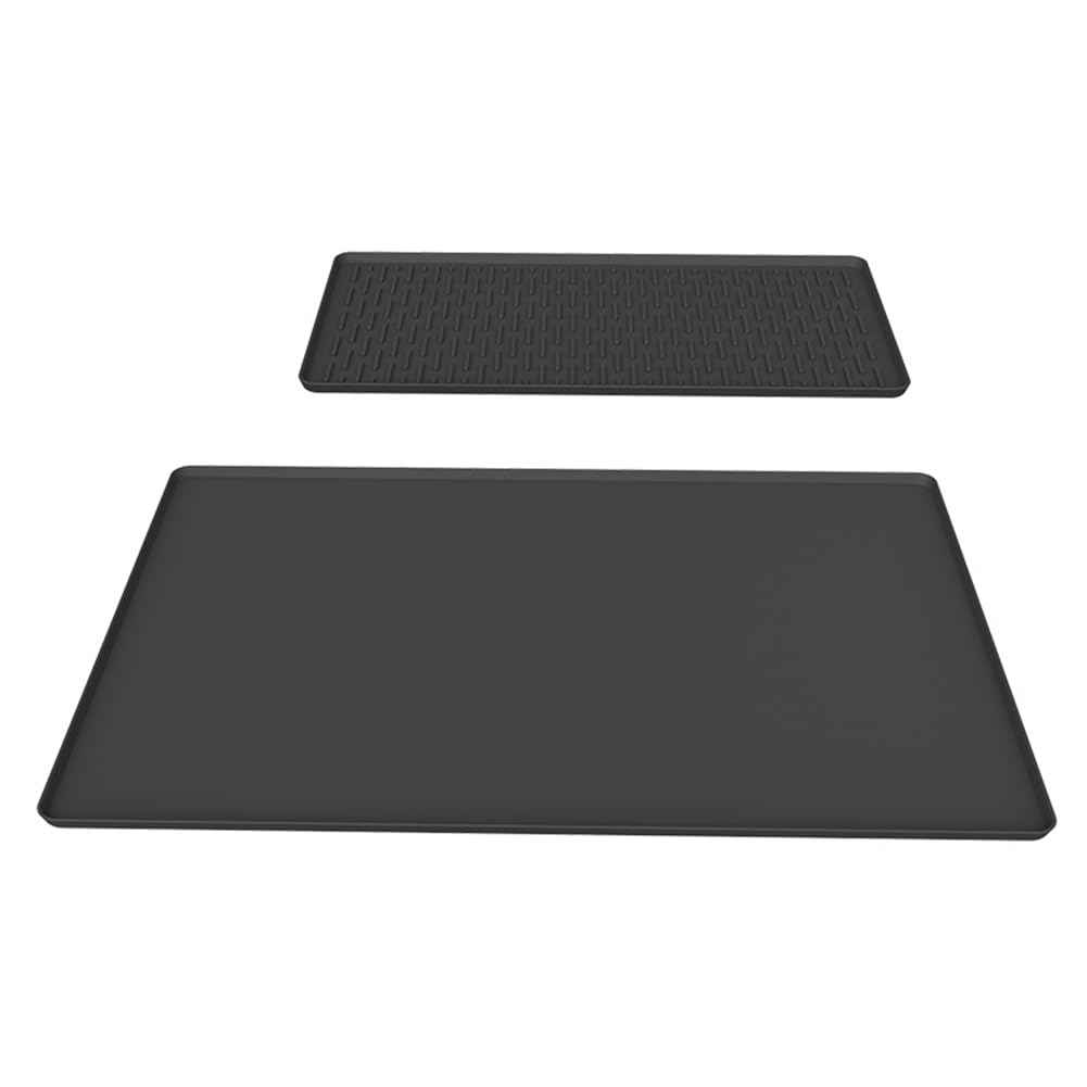 Hndhbfgrt Coffee Mat Silicone 40x60CM Non-Slip Bar Mat with Removable Dish Drying Under Coffee Maker Espresso Machine B