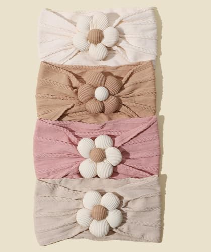 Baby Girls Headbands Girls Headband Nylon Wide Hair Band Soft in Four colors (White Beige, Light Grey,pink 4)