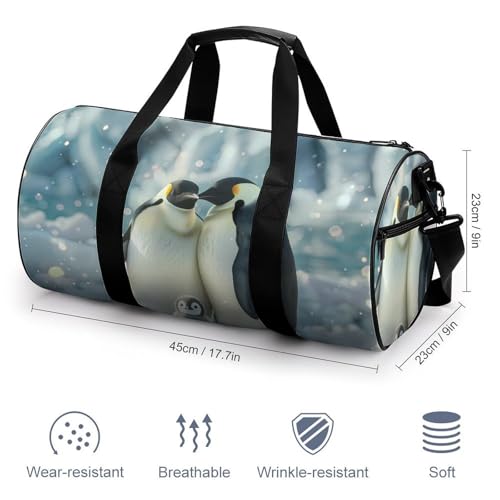 Penguin Family Gym Bag Lightweight Carry On Duffel Bag Athletic Sports Travel Bag Weekender Bag for Men Women2