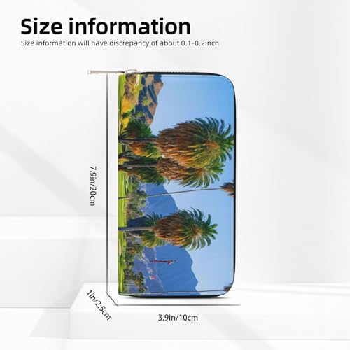 Palm Tree Golf Course Printed Zip Around Long Wallet For Women Men Pu Leather Clutch Purse,Card Holder, Coin Pocket Stylish Travel Leather Billfold For Daily Use & Gifting4