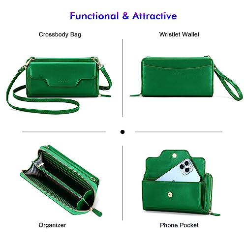 Image of nuoku Small Purse for Women, RFID Blocking Wristlet Wallet, Crossbody Clutch with Cell Phone Pocket