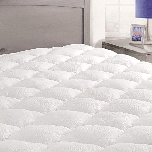 Bamboo Mattress Pad - Extra Plush Rayon from Bamboo Cooling Topper - Pillowtop Mattress Pad with Fitted Skirt - King Size