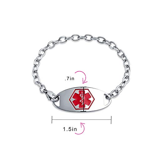Bling Jewelry Identification Medical Alert Id Bracelet Blank Miami Cuban Link Chain For Women Silver Tone Stainless Steel 7.5 Inch #TOP3