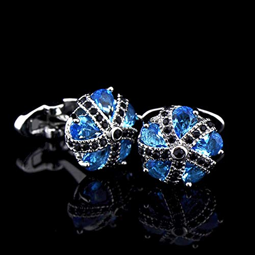 Daesar Mancuernillas Hombre Cobre Flor Cristal Azul Negro miniatura 3