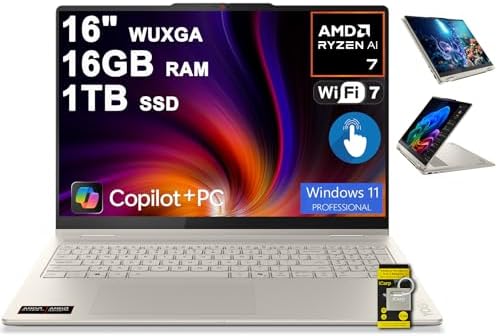 Lenovo Yoga 7 2-in-1 Laptop 16" WUXGA IPS Touch (Glossy Anti-Fing...