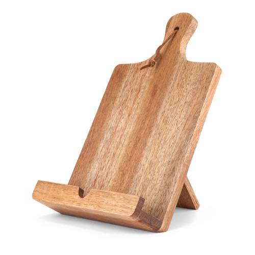 Personalized Rustic Farmhouse Acacia Wood Tablet Cooking Stand by Twine