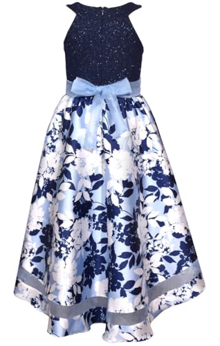 Bonnie Jean Girls 2T-16 Sparkle Knit Floral Mikado Dress2