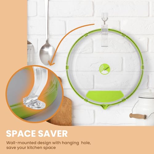 Image of 12 Inch Microwave Splatter Cover, Upgraded Microwave Cover for Food with Water Steamer, Integrated Handle, Splatter Guard, Cookware lid, House Warming Gifts New Home, Green