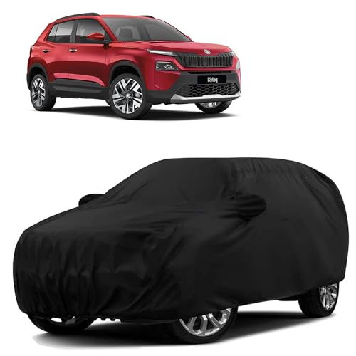 Image of Sulfar 100% Water Resistant Car Body Cover Compatible with Mirror for Skoda Kylaq (Triple Stitched, Full Bottom Elastic, Black)
