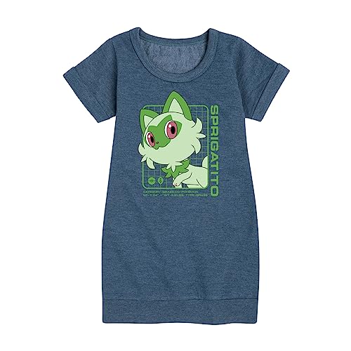 HYBRID APPAREL - Pokémon - Sprigatito Stats - Youth Girls Fleece Dress
