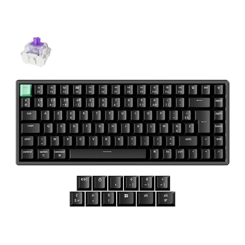 Keychron K2 HE Teclado Gamer Inalámbrico, 75% ISO-FR Layout, 2.4GHz/Bluetooth 5.2, Retroiluminación RGB, QMK/Via, Interruptor magnético Gateron de doble carril Nebula, para Mac/Windows, Edición