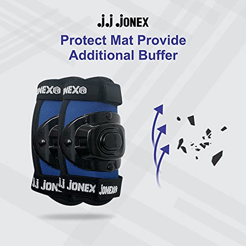 Image of JJ Jonex Skating Guard, Protective Skating Guard Kit | Skate, Cycling Protection Set | Multi Sport Gear for Children Age 5-16 Years, Helmet Elbow Guards Knee Caps & Hand Gloves (Black-Blue, Small)