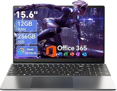 AKCHART 15.6'' AI Laptop with Office 365 12GB RAM 256GB SSD Win 11 Laptops