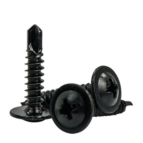 Foyscr 50Pcs-M4.2 x 19mm Black Self-Tapping Screws, Phillips Pan Head, Versatile Wood Screw Set, Stainless Steel, Rustproof, Quick and Easy, with Storage Case (Black)