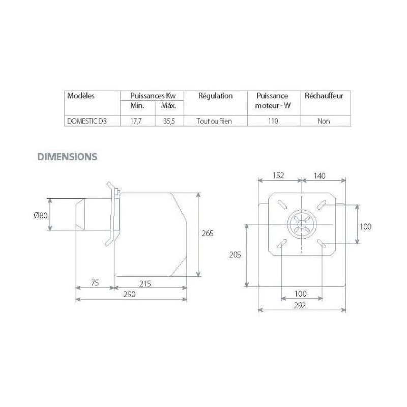 Bruleur Domestic diamètre 3, 17.7 à 35.5 Kw avec gicleur