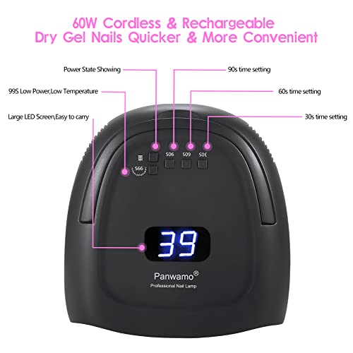 Rechargeable Uv Light For Nails, 60W Cordless Uv Led Nail Lamp With 42 Red-Light Beads, Automatic Sensor & Portable Nail Dryer, Professional Gel Nail Lights Nail Art Manicure Tools For Gel Polish #TOP2