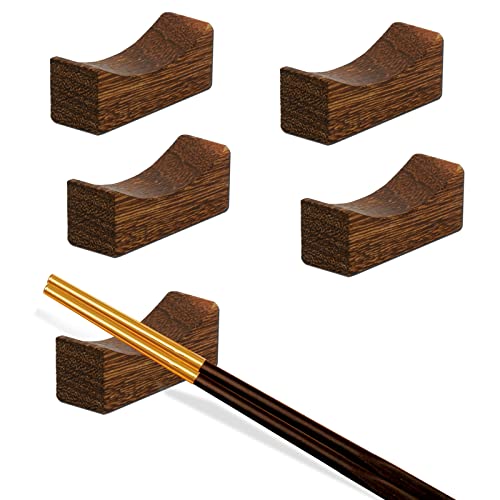 5Pcs Wooden Chopstick Rests And Holders For Home Restaurant Party, Natural Premium Chopsticks Holders, Spoon Fork Knife Stand Rack Set #TOP20