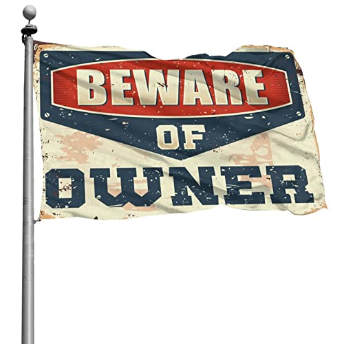 Drapeaux chambre fille Beware of Owner grand format deco WC