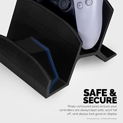 Image of BRAINWAVZ Dual Game Controller Holder Desktop Stand - for PS5, Xbox Series X, One, PS4, Switch, PC, Gamepads & More UGDS06, Black