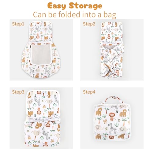 Image of Baby Car Seat Cover, Windproof Carseat Cover for Infant Girls, Infant Warm Carseat Canopy with Double Layer Fabric for Winter, Compatible with Most Baby Car Seat, Animals