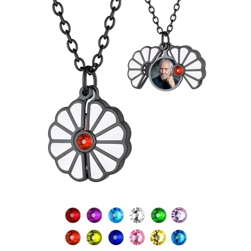 FindChic Customized Locket Necklaces for Women Girl with Custom Birthstone Hollow Heart Rose Flower/Sunflower/Envelope with Zirconia Stone Gold/Silver