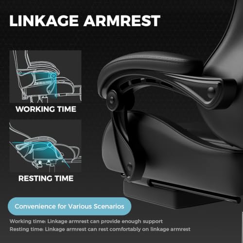 GTPLAYER Gaming Chair with Footrest and Lumbar Support (Black) - image 5