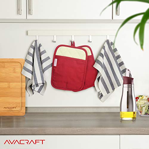 AVACRAFT Red Pot Holders Set, Flexible, 100% Cotton with Non-Slip Heat Resistant Silicone Design, Thick Terry Cloth Interior, Hot Pads, 500 F Heat Resistant Kitchen Mitts (Red Pot Holder) by AVACRAFT - Image 5