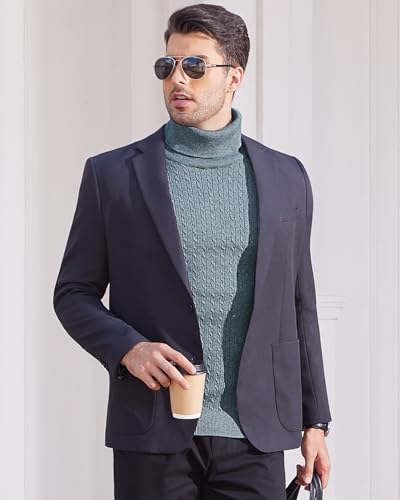 Alimens & Gentle Mens Turtleneck Slim Fit Sweater Long Sleeve Cable Knitted Twisted Pullover Soft Casual Winter Tops for Men3