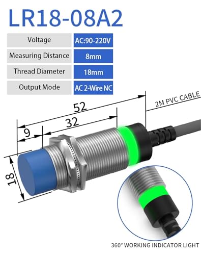 Sensor de proximidad M18 AC 2-Wire NC de 8mm con alta precisión industrial 2