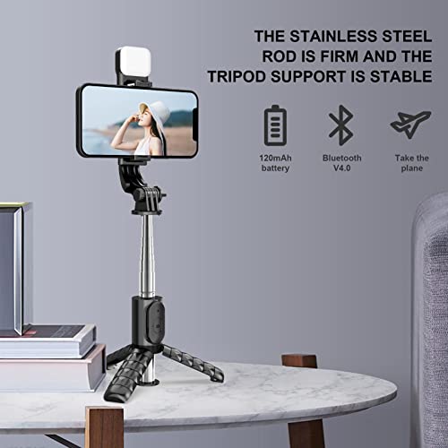 Selfie Stick with Fill Light - Multi-Functional Handheld Mini Tripod,Phone Tripod Stand with 3 Light